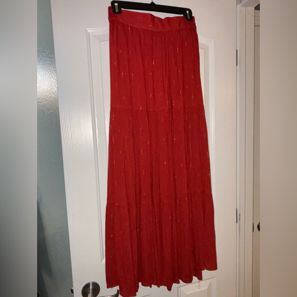 Mi Ami Vibrant Red Knit Maxi Skirt